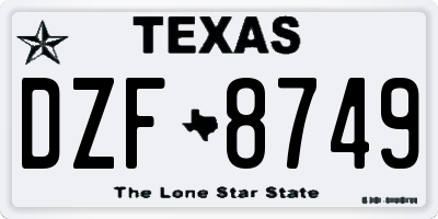 TX license plate DZF8749