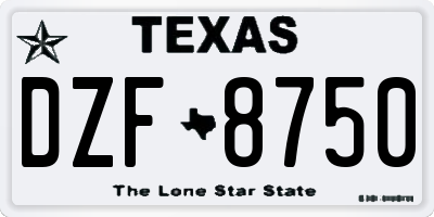 TX license plate DZF8750