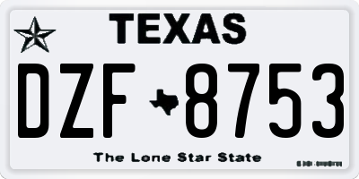 TX license plate DZF8753