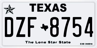 TX license plate DZF8754