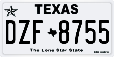 TX license plate DZF8755