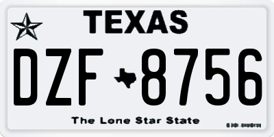 TX license plate DZF8756