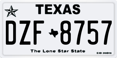 TX license plate DZF8757