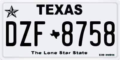 TX license plate DZF8758