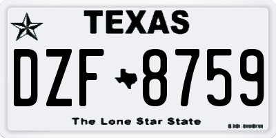 TX license plate DZF8759