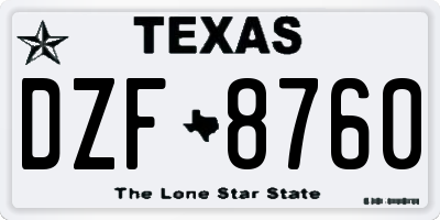 TX license plate DZF8760