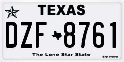TX license plate DZF8761