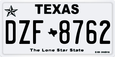 TX license plate DZF8762