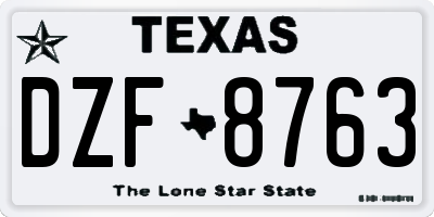 TX license plate DZF8763