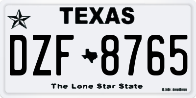 TX license plate DZF8765