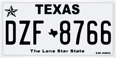 TX license plate DZF8766