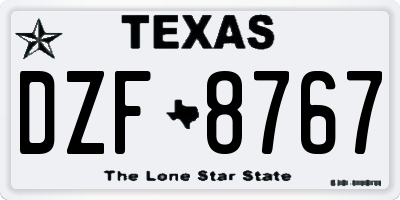 TX license plate DZF8767