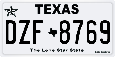 TX license plate DZF8769