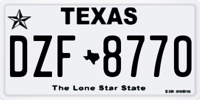 TX license plate DZF8770