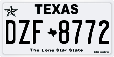TX license plate DZF8772
