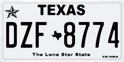 TX license plate DZF8774