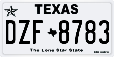 TX license plate DZF8783