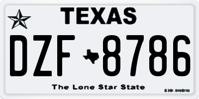 TX license plate DZF8786