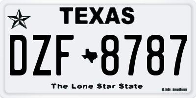 TX license plate DZF8787