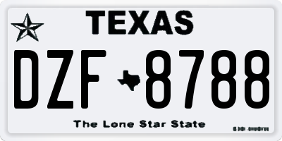 TX license plate DZF8788