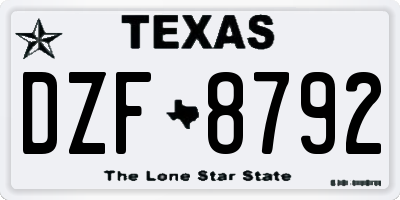 TX license plate DZF8792
