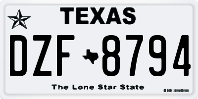 TX license plate DZF8794
