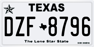 TX license plate DZF8796