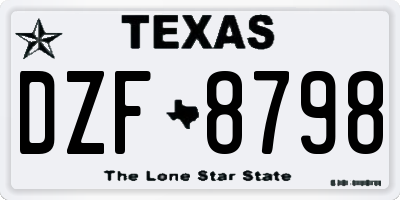 TX license plate DZF8798