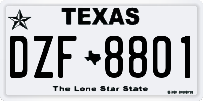 TX license plate DZF8801