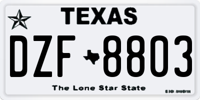 TX license plate DZF8803