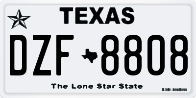 TX license plate DZF8808