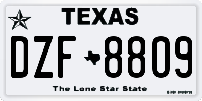 TX license plate DZF8809