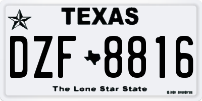 TX license plate DZF8816