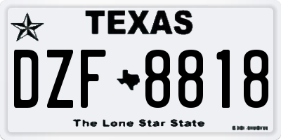 TX license plate DZF8818