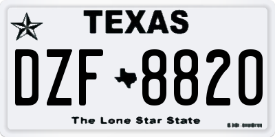 TX license plate DZF8820