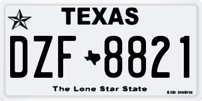 TX license plate DZF8821
