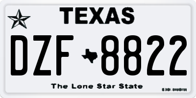 TX license plate DZF8822