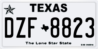 TX license plate DZF8823