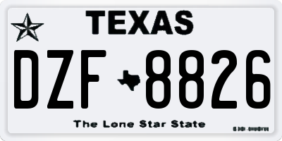 TX license plate DZF8826