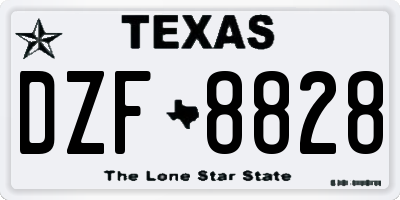 TX license plate DZF8828