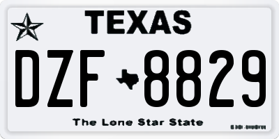 TX license plate DZF8829