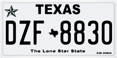 TX license plate DZF8830
