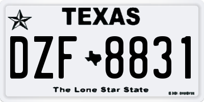 TX license plate DZF8831