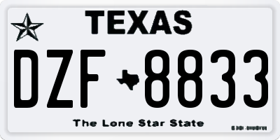 TX license plate DZF8833