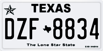 TX license plate DZF8834