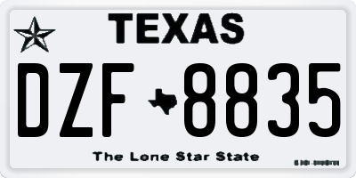 TX license plate DZF8835
