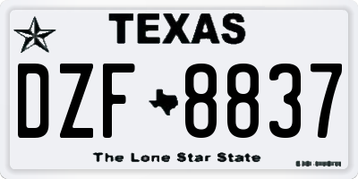 TX license plate DZF8837
