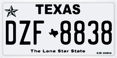 TX license plate DZF8838