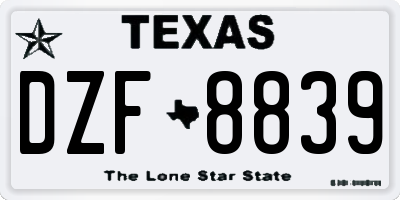 TX license plate DZF8839