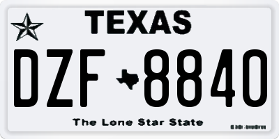 TX license plate DZF8840